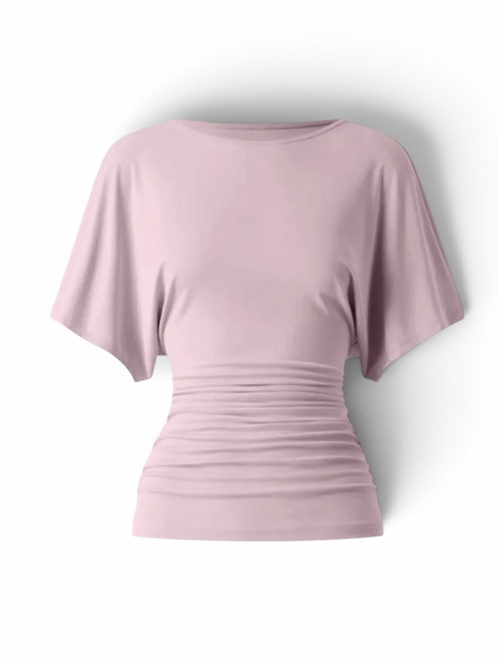 OGL Top Size S NEW Sandwashed Effortless Boatneck Batwing Sleeve Ruched Pink